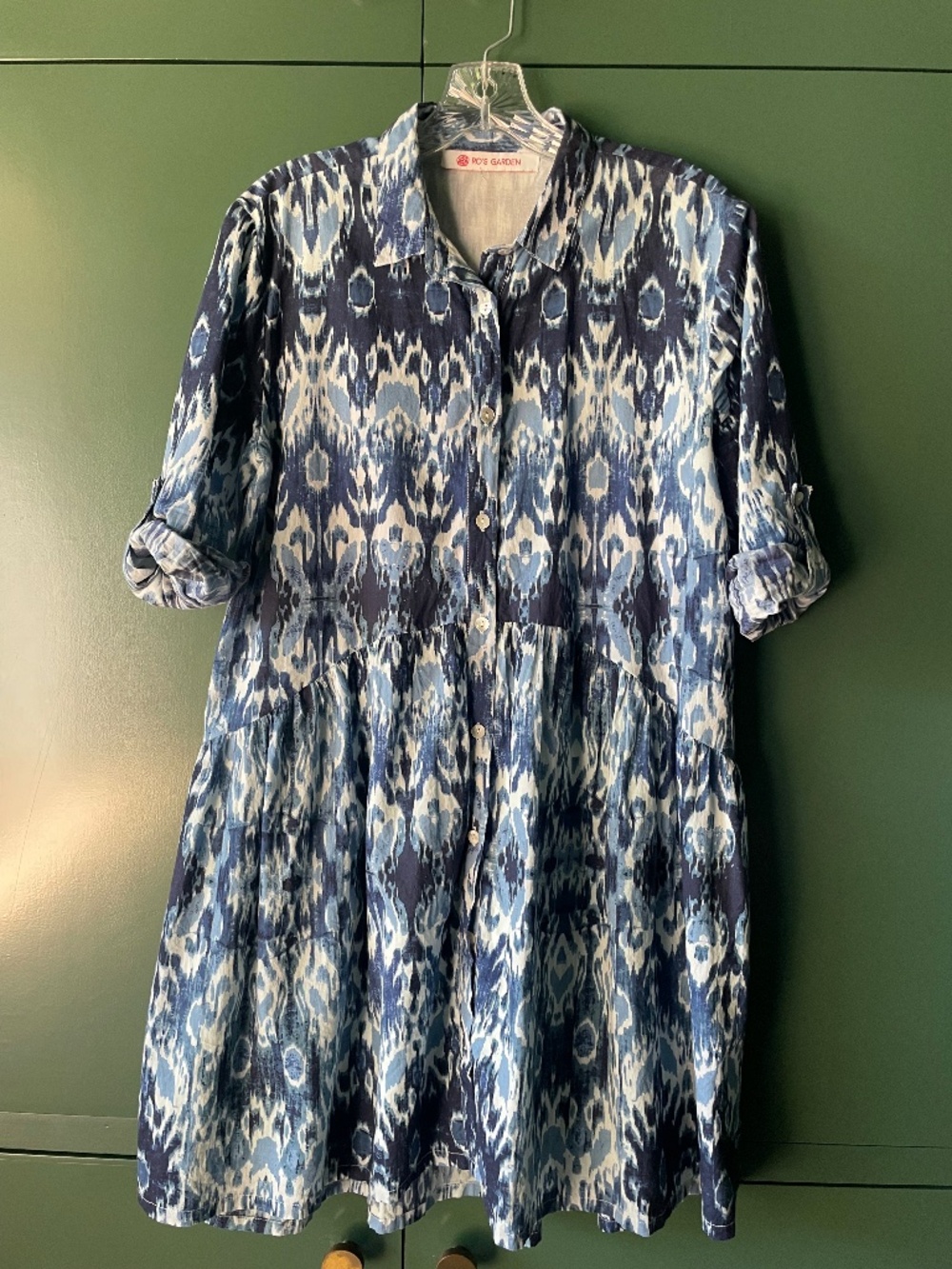 Tuckernuck Ro's Garden Ikat Linen Shirt dress Size Small